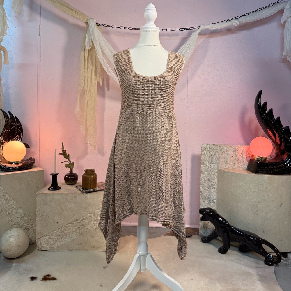 Taupe Knit Asymmetric Tank Dress | Size M (No Tag)